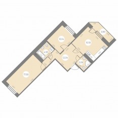 ЖК «Огни Залива», планировка 2-комнатной квартиры, 65.82 м²