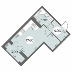 ЖК «Огни Залива», планировка студии, 27.14 м²