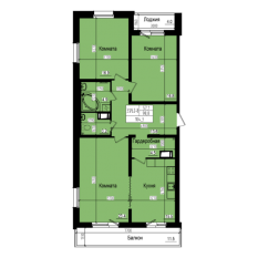 ЖК «Прагма City», планировка 3-комнатной квартиры, 104.30 м²