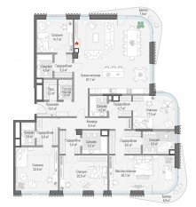 ЖК Дом «Лаврушинский», планировка 4-комнатной квартиры, 260.10 м²