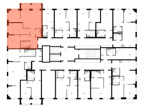 ЖК «Бунинская набережная», планировка 3-комнатной квартиры, 76.50 м²