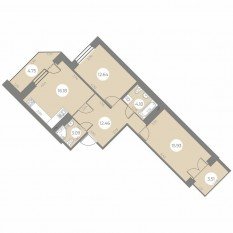 ЖК «Огни Залива», планировка 2-комнатной квартиры, 68.60 м²