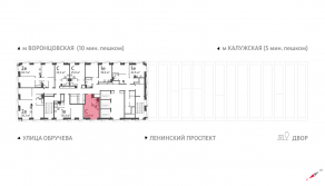 ЖК «Обручева 30», планировка студии, 23.80 м²