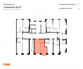 ЖК «Матвеевский парк», планировка 1-комнатной квартиры, 35.20 м²