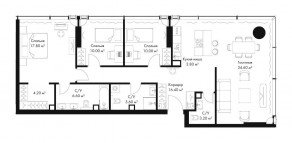 МФК «SLAVA», планировка 3-комнатной квартиры, 112.20 м²