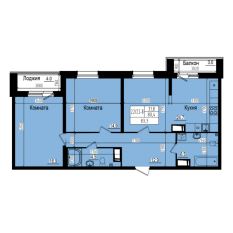 ЖК «Прагма City», планировка 2-комнатной квартиры, 83.30 м²