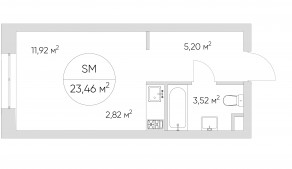 Апарт-комплекс «N'ice loft», планировка студии, 23.30 м²