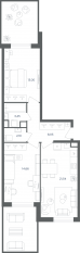 МФК «Равновесие», планировка 3-комнатной квартиры, 62.60 м²