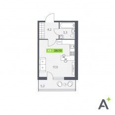 ЖК «All inclusive», планировка студии, 26.10 м²