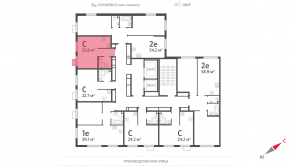 ЖК «Лучи», планировка студии, 22.70 м²