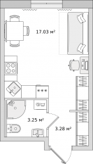 ЖК ЦДС «Новые Горизонты», планировка студии, 25.80 м²
