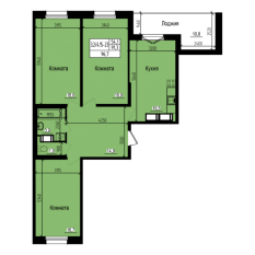 ЖК «Прагма City», планировка 3-комнатной квартиры, 96.70 м²
