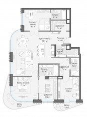 ЖК Дом «Лаврушинский», планировка 3-комнатной квартиры, 156.50 м²