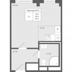 МЖК «Яковлево», планировка студии, 28.40 м²