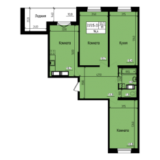 ЖК «Прагма City», планировка 3-комнатной квартиры, 96.40 м²