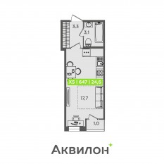 ЖК «FoRest Аквилон», планировка студии, 24.60 м²