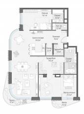 ЖК Дом «Лаврушинский», планировка 3-комнатной квартиры, 161.60 м²