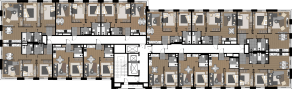 МФК «Зорге 9», планировка 1-комнатной квартиры, 39.00 м²