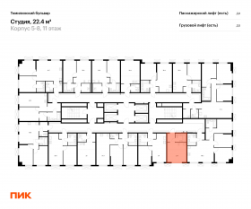 ЖК «Томилинский бульвар», планировка студии, 22.40 м²