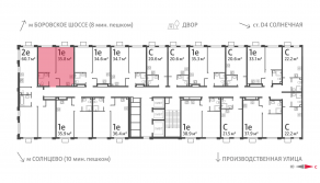 ЖК «Лучи», планировка 1-комнатной квартиры, 35.80 м²