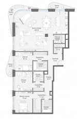 ЖК Дом «Лаврушинский», планировка 3-комнатной квартиры, 207.70 м²