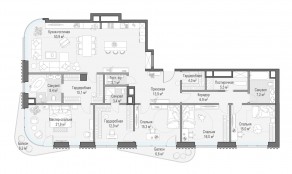ЖК Дом «Лаврушинский», планировка 4-комнатной квартиры, 198.90 м²