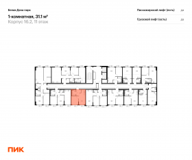 ЖК «Белая Дача парк», планировка 1-комнатной квартиры, 31.10 м²