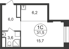 ЖК «Первый Московский», планировка студии, 31.50 м²