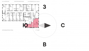 ЖК «Лучи», планировка 2-комнатной квартиры, 62.40 м²