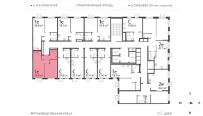 ЖК «Лучи», планировка 1-комнатной квартиры, 36.60 м²