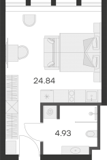 Апарт-комплекс «GloraX Заневский», планировка студии, 29.10 м²