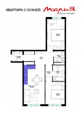 ЖК «Эко Видное 2.0», планировка 2-комнатной квартиры, 65.60 м²