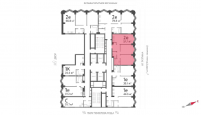 ЖК «ЗИЛАРТ», планировка 2-комнатной квартиры, 57.70 м²