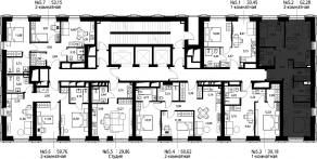 ЖК «Селигер Сити», планировка 2-комнатной квартиры, 62.58 м²