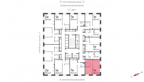 ЖК «ЗИЛАРТ», планировка 1-комнатной квартиры, 40.70 м²