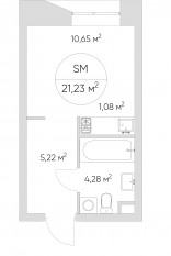 Апарт-комплекс «N'ice loft», планировка студии, 21.80 м²