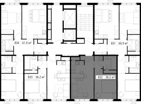 ЖК «Эко Видное 2.0», планировка 1-комнатной квартиры, 36.50 м²
