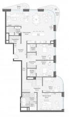 ЖК Дом «Лаврушинский», планировка 4-комнатной квартиры, 228.60 м²