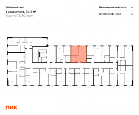 ЖК «Люблинский парк», планировка 1-комнатной квартиры, 34.20 м²