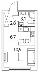 ЖК «Новый Зеленоград», планировка студии, 23.60 м²