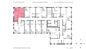 ЖК «Лучи», планировка 1-комнатной квартиры, 36.60 м²