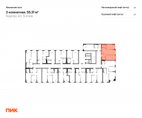 ЖК «Ильинские луга», планировка 2-комнатной квартиры, 55.31 м²