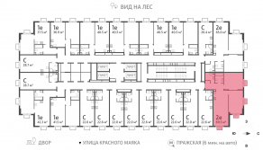 ЖК «ParkSide», планировка 2-комнатной квартиры, 68.00 м²