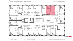ЖК «Лучи», планировка 1-комнатной квартиры, 36.50 м²