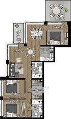 ЖК «Квартал Серебряный бор», планировка 4-комнатной квартиры, 96.38 м²