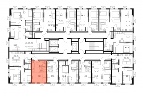 ЖК «Ярославский квартал», планировка студии, 23.50 м²