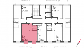 ЖК «Дмитровское небо», планировка 1-комнатной квартиры, 40.37 м²