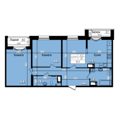 ЖК «Прагма City», планировка 2-комнатной квартиры, 83.90 м²