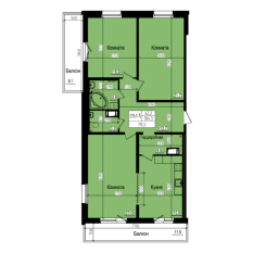 ЖК «Прагма City», планировка 3-комнатной квартиры, 110.50 м²