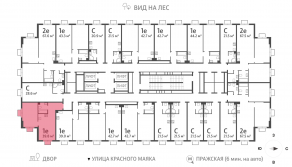ЖК «ParkSide», планировка 1-комнатной квартиры, 39.80 м²